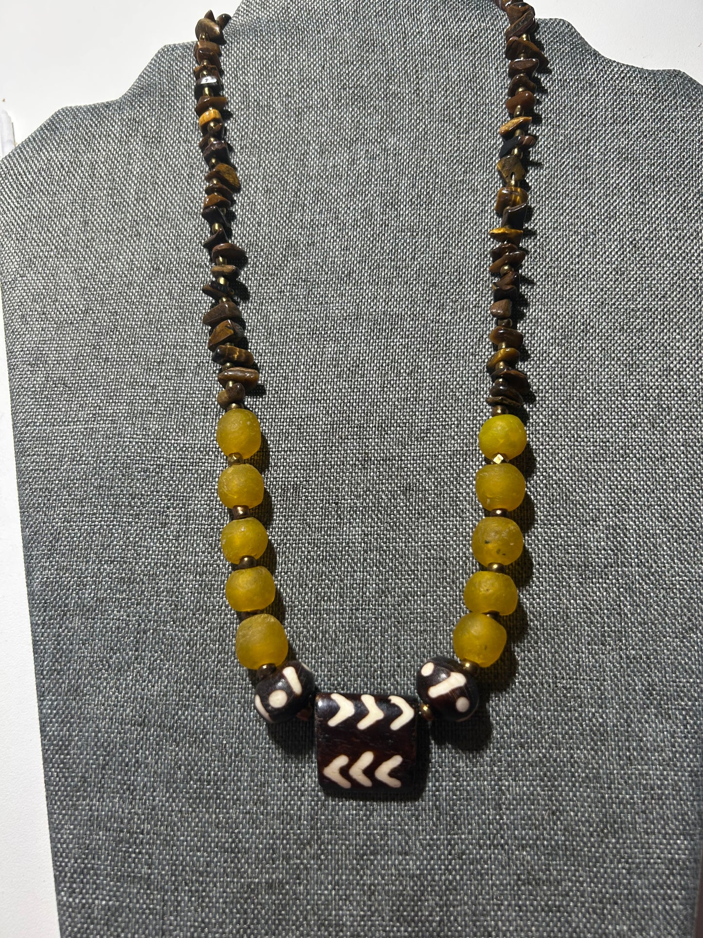 African Trade Bead and Ghanian Glass Bead Necklace