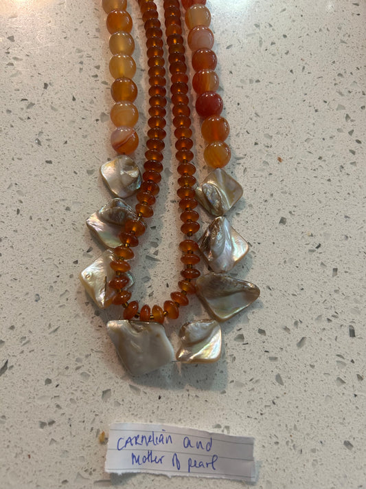 Carnelian and Mother of Pearl 2-Strand Necklace