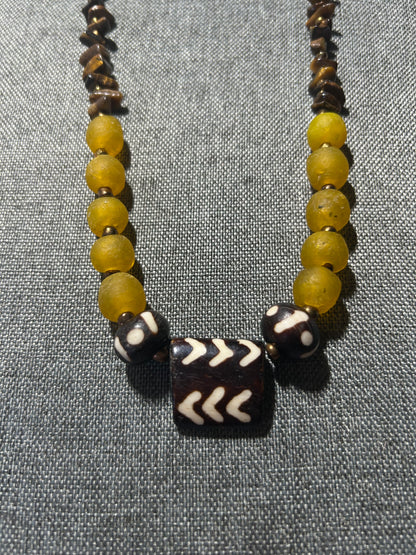 African Trade Bead and Ghanian Glass Bead Necklace