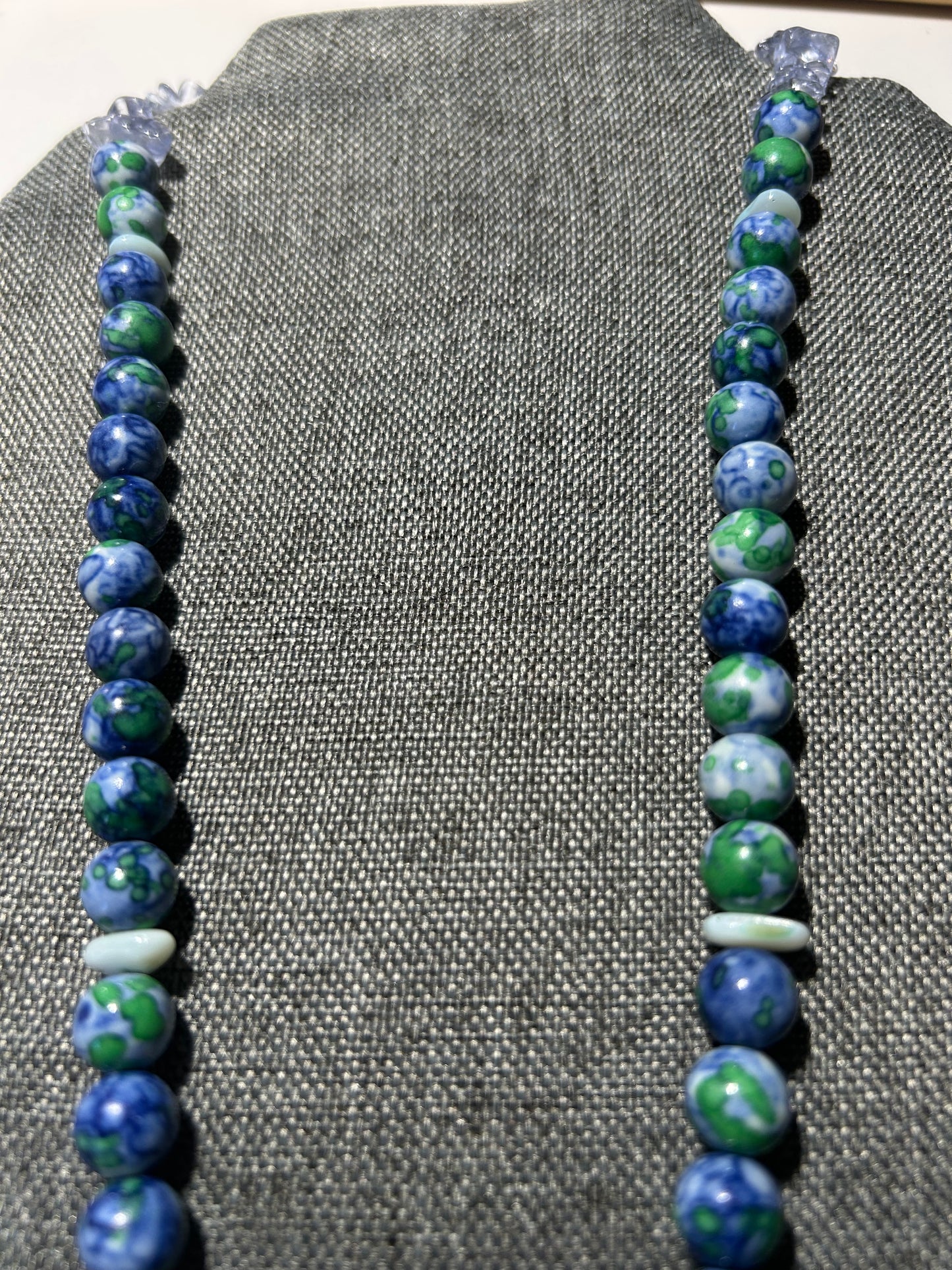 Aquamarine and Blue Green Jade Gemstone Necklace